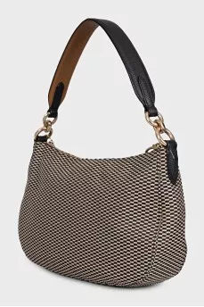 Textile bag with leather strap