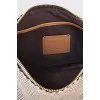 Textile bag with leather strap