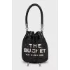 Black woven bucket bag