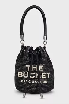 Black woven bucket bag