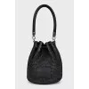 Black woven bucket bag
