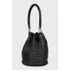 Black woven bucket bag