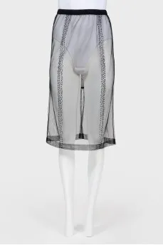 Sheer midi skirt with beads and tag