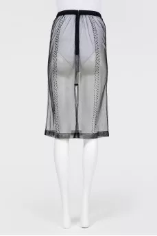 Sheer midi skirt with beads and tag