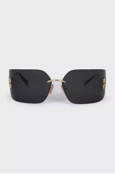 Wide sunglasses with gold logo