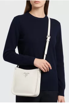 White leather bag with silver hardware