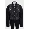 Black printed denim jacket