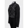 Black printed denim jacket