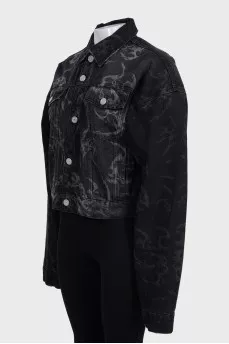 Black printed denim jacket