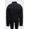 Black printed denim jacket
