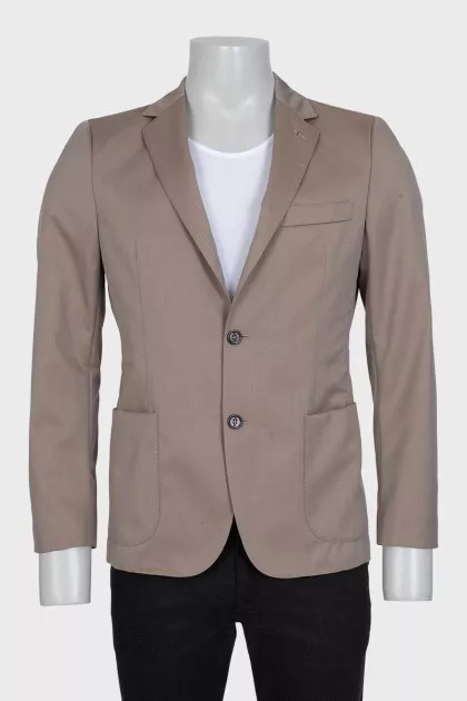 Men's brown straight-cut wool jacket