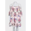 Floral print dress with tassels