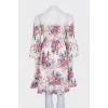 Floral print dress with tassels