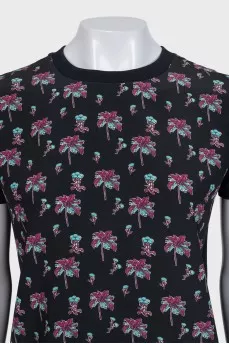 Black T-shirt with floral print