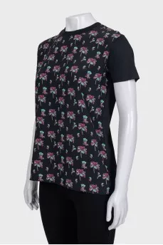 Black T-shirt with floral print