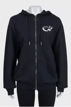 Black cardigan with signature print