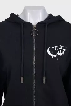 Black cardigan with signature print