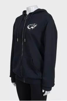 Black cardigan with signature print