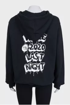 Black cardigan with signature print