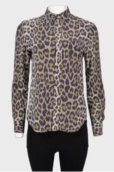 Buttoned leopard print blouse