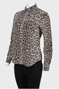 Buttoned leopard print blouse