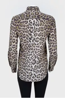 Buttoned leopard print blouse