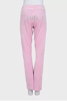 Pink sweatpants with rhinestones
