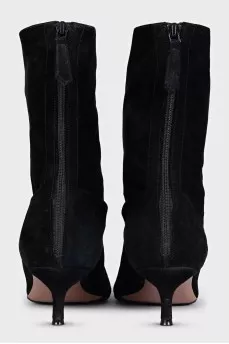 Black suede pointed toe ankle boots