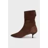 Short suede kitten heel boots