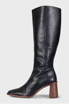 Black boots with wooden heels