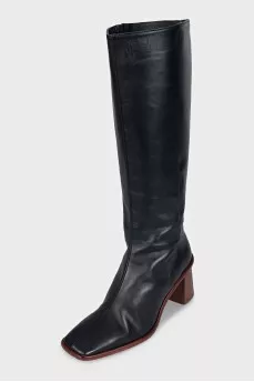 Black boots with wooden heels
