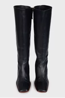 Black boots with wooden heels