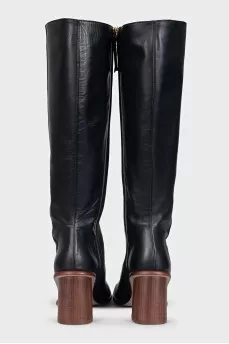 Black boots with wooden heels