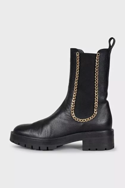 High leather boots with elastic bands