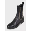 High leather boots with elastic bands