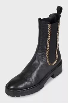 High leather boots with elastic bands