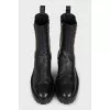 High leather boots with elastic bands