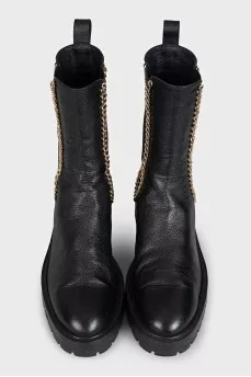 High leather boots with elastic bands