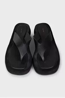 Ginza leather and suede slides