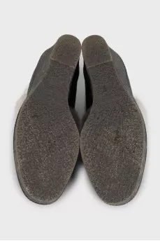 Suede insulated wedge ankle boots