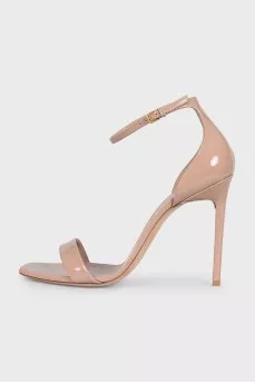 Patent leather heeled sandals