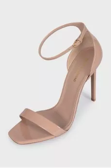 Patent leather heeled sandals