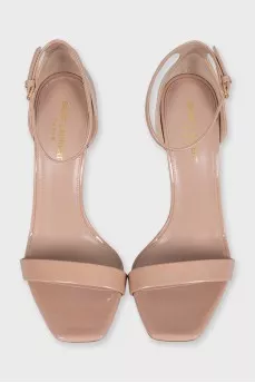 Patent leather heeled sandals