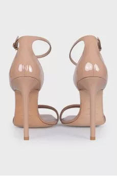 Patent leather heeled sandals