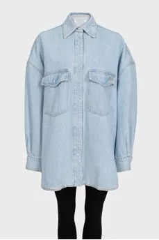 Denim shirt with patch pockets