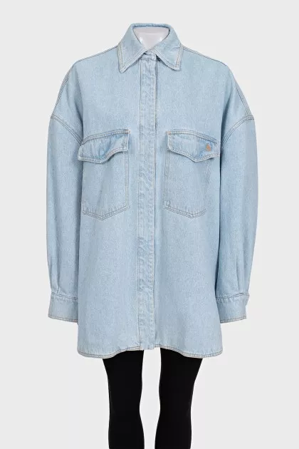 Denim shirt with patch pockets