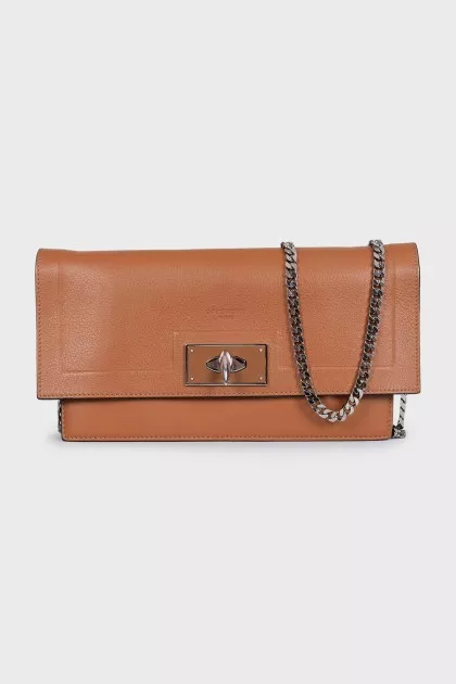 Brown embossed crossbody