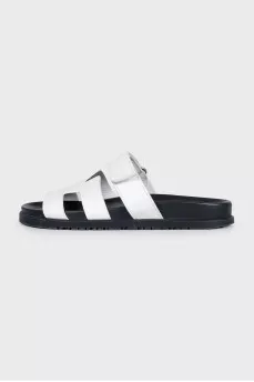 Chypre white leather flip-flops