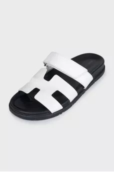 Chypre white leather flip-flops