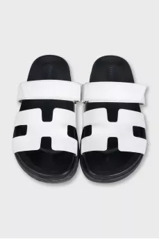 Chypre white leather flip-flops